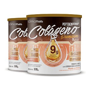 Kit 2 Colágeno Hidrolisado Premium 9g Clinic Mais 300g Laranja com Gengibre