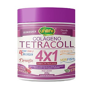 Colágeno 4 em 1 Tetracoll Unilife 300g Morango