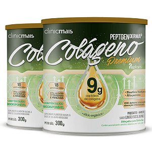 Kit 2 Colágeno Hidrolisado Premium 9g Clinic Mais 300g Limão Siciliano
