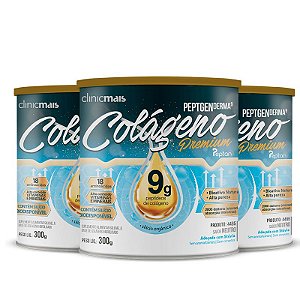 Kit 3 Colágeno Hidrolisado Premium 9g Clinic Mais 300g Neutro