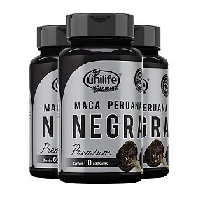 Kit 3 Maca Peruana Negra Premium Vegana Unilife 60 cápsulas