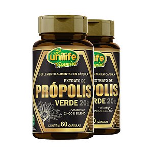 Kit 2 Própolis Verde + Vitamina C Zinco e Selênio Unilife 60 cápsulas