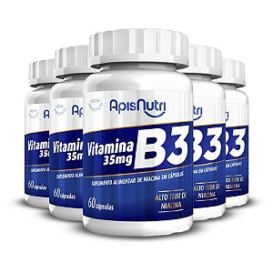 Kit 5 Vitamina B3 Apisnutri 60 cápsulas