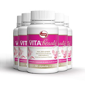 Kit 5 Vita Beauty Hair & Nails Vitafor 60 cápsulas