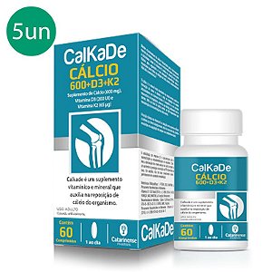 Kit 5 CalkaDe Cálcio + Vitamina D3 + k2 Catarinense 60 Comprimidos