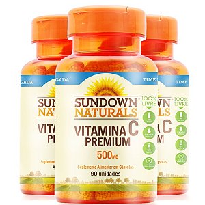 Kit 3 Vitamina C Premium 500mg Sundown 90 comprimidos