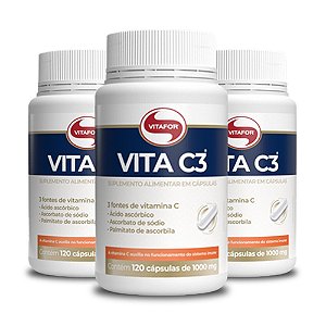 Kit 3 Vita C3 Vitamina C Vitafor 120 cápsulas