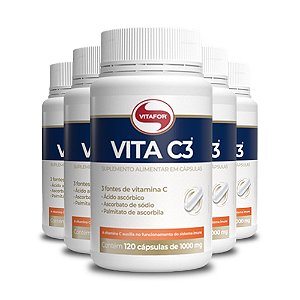 Kit 5 Vita C3 Vitamina C Vitafor 120 cápsulas