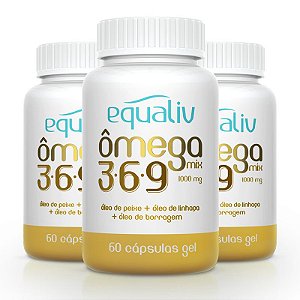 Kit 3 Ômega 3 Mix 3-6-9 1000mg Equaliv 60 cápsulas