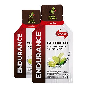 Kit 2 Endurance Caffeine Gel Vitafor Caixa 12 sachês Limão