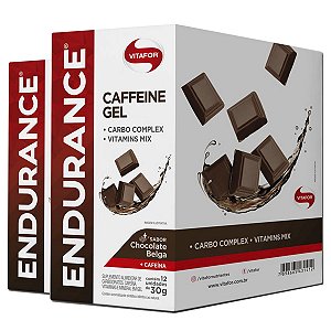Kit 2 Endurance Caffeine Gel Vitafor Caixa 12 sachês Chocolate Belga