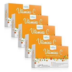 Kit 5 Vitamina C 500mg Ácido Ascórbico Equaliv 30 comprimidos