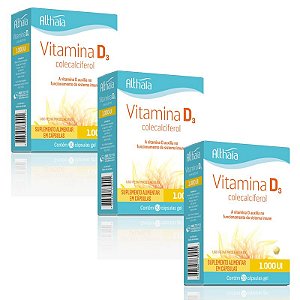 Kit 3 Vitamina D3 Colecalciferol 1000ui Althaia 30 cápsulas