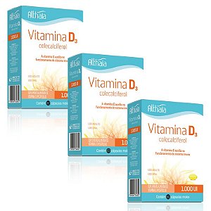 Kit 3 Vitamina D3 Colecalciferol 1000ui Althaia 60 cápsulas