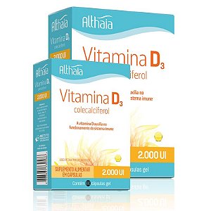 Kit 2 Vitamina D3 Colecalciferol 2000ui Althaia 60 cápsulas