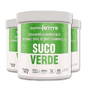 Kit 3 Suco Verde Solúvel Apisnutri 300g Adoçado com Stévia