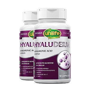 Kit 2 HyaluDerm Care Ácido Hialurônico + Vitaminas Unilife 60 cápsulas