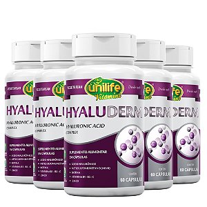 Kit 5 Hyaluderm Care Ácido Hialurônico + Vitaminas Unilife 60 cápsulas