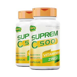 Kit 2 Suprem C 500 Vitamina C 500mg + Zinco 7mg Unilife 60 cápsulas