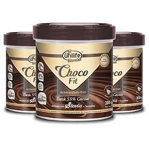 Kit 3 Choco Fit Achocolatado Diet Soluvel Unilife 200G