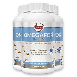 Kit 3 Omegafor Family Ômega 3 Vitafor 360 Cápsulas