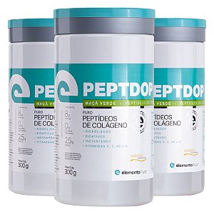 Kit 3 Peptdop Colágeno Hidrolisado Elemento Puro 300g