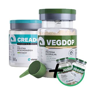 Kit Vegdop Proteina de Ervilha 900g + Creadop Creapuro Creatina Monohidratada Elemento Puro 300g + Brinde