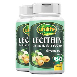 Kit 2 Lecitina de soja 900mg Unilife 60 cápsulas