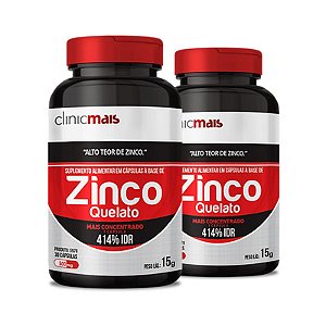 Kit 2 Zinco Quelato 500mg Clinic Mais 30 cápsulas