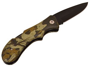 Canivete Tático Militar Camuflado Cabo Arredondado