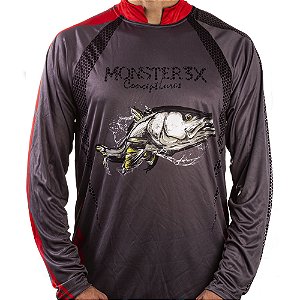Camiseta de Pesca Monster 3x Dry Sun e Dri-Fit FPS 20 | Preta