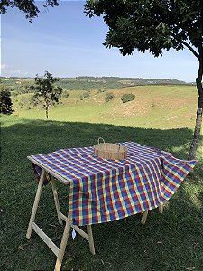 Xadrez Colorido - Toalha de Mesa Tricoline Quadrada