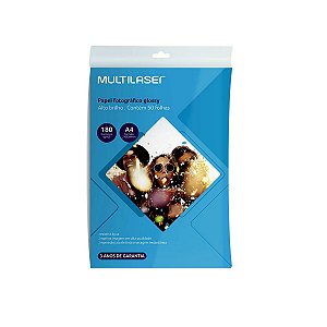 Papel Fotográfico Glossy A4 180g PE031 Multilaser 50 Folhas