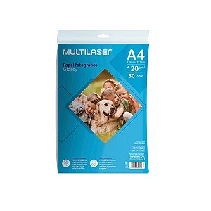 Papel Fotográfico Glossy A4 120g PE035 Multilaser 50 Folhas