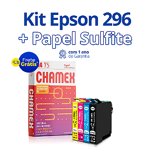 Kit de Cartucho Epson 297 e 296 Compatível + Papel Sulfite