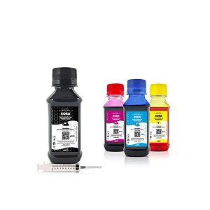 Kit de 4 Tintas Epson 504 | T504120 Preta + Coloridas Pigmentadas Kora 100ml