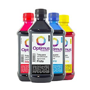 Kit de Tinta Optimus para HP GT53 + GT52 Smart Tank Preta + Coloridas 500ml