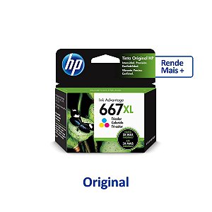 Cartucho HP 667XL | 3YM80AL | HP 667XL Colorido Original 8ml