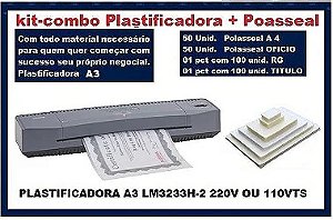 KIT PLASTIFICADORA A3 LM3233H-2 220v ou 110vts + POLASEAL