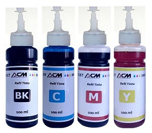 Kit Refil Tinta Compatível L200 L210 L355 L555-4. Com 100ml