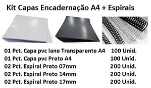 KIT Capas Encadernação A4 + Espirais