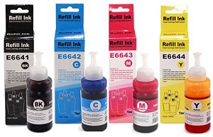 Kit Refil Tinta Compatível L200 L210 L355 L664 L555-4. Com 70ml