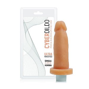 Pênis em Cyber Skin® 6 Realístico, com Vibrador - 14,5cm Pele (AE-CYB04)