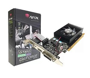 Placa de Vídeo NVIDIA GeForce GT610 2GB DDR3 64-Bits Low Profile Afox - AF610-2048D3L7-V6