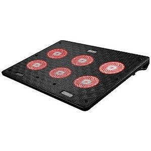 Base Notebook até 17” com 6 Coolers LED Vermelho 2 USB - Hoopson