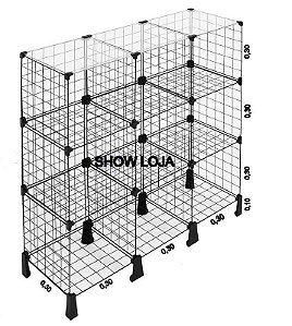 Balcão Aramado com Tampo de Vidro 0,30 x 0,90 x 1,00