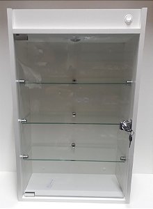 Vitrine MDF com Vidro e Led - 20 x 44 x 67cm Parede ou Balcão.