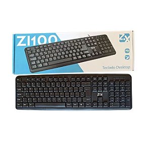 Teclado Básico Desktop Preto Abnt2 ZI100 Zix Usb - EVOLUT