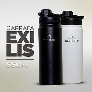 Garrafa Térmica EXILIS 550ml Mamuty Preto ou Branca Aço Inox a Vácuo