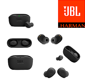 Fones de Ouvido Bluetooth JBL Wave Buds Preto Bluetooth 5.2 Resistente à Água IPX2